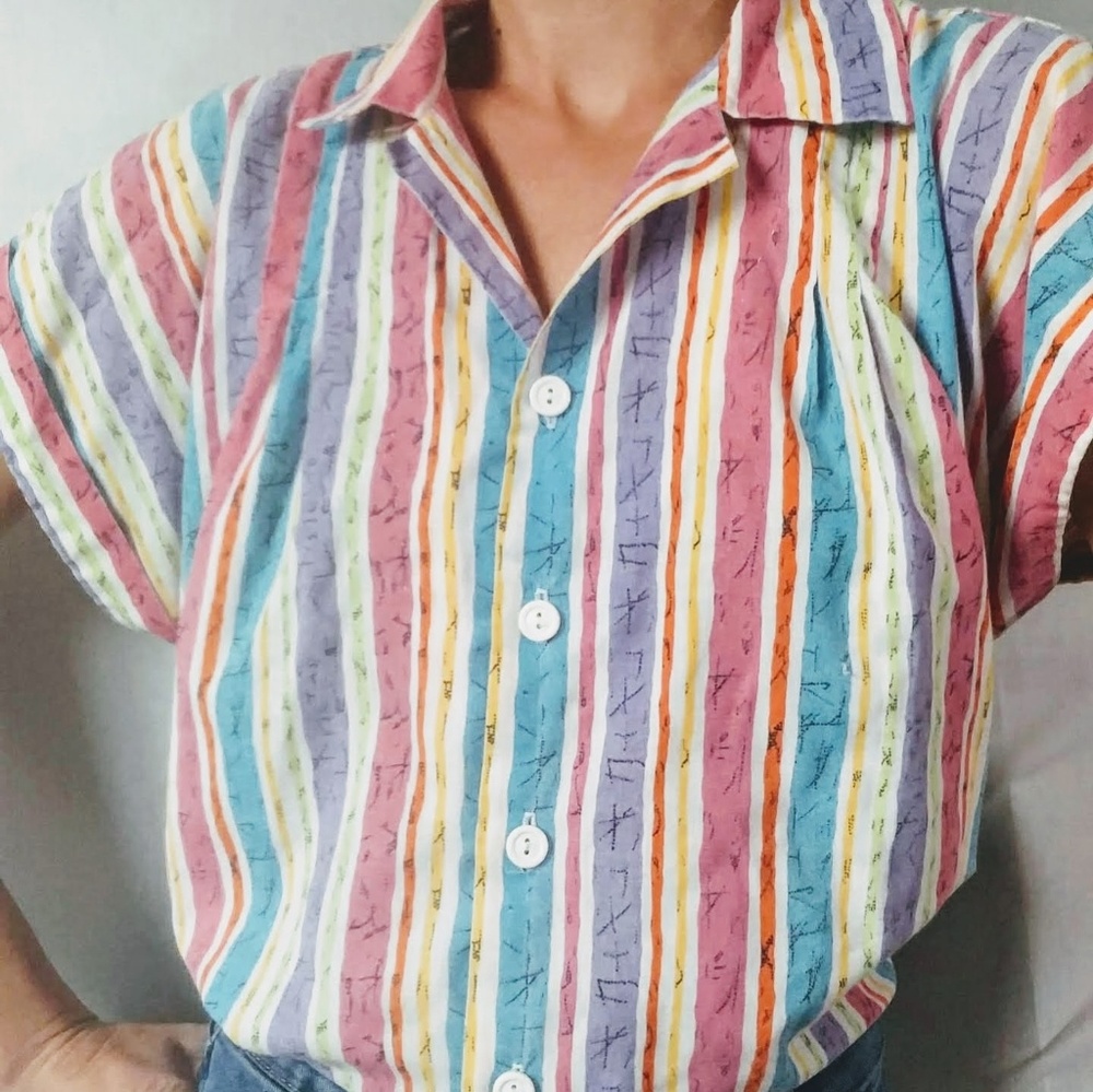 VTG ribbed-sleeve striped top